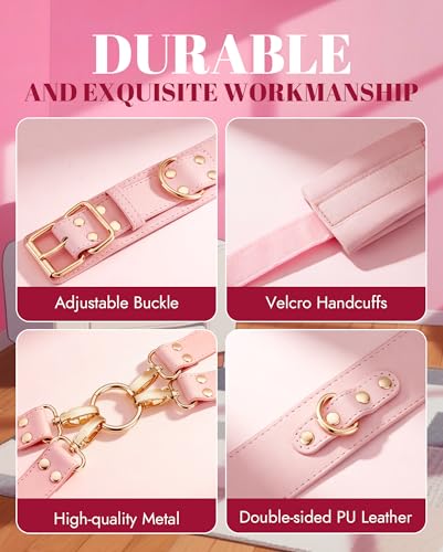 Image of UTIMI 6PCS Sex Toys BDSM Bondage Restraints Sets Adult Toys for Men Women and Couples | Waist Thigh Bondage Set with Adjustable Handcuffs, Ankle & Thigh Cuffs, Blindfold, Cross Strap & Waist Strap