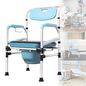 LARS360 Toiletstoel met deksel van aluminium, veilig toiletframe, verzorgingsstoel, nachtstoel, wc-stoel voor ouderen, gehandicapten, senioren, in hoogte verstelbaar met rugleuning, antislip