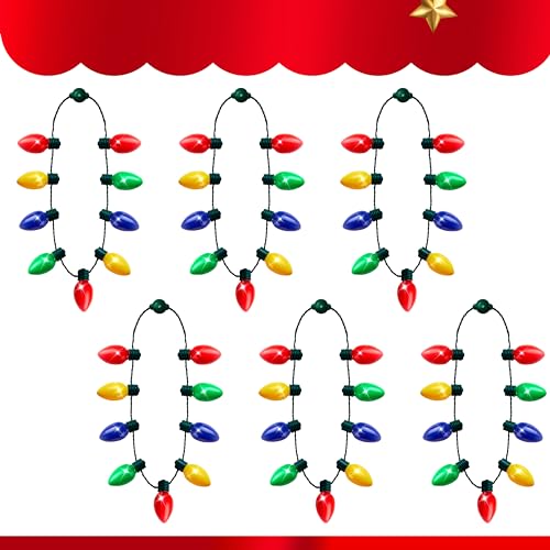JOYIN 6 Packs Christmas LED Light Up Bulb Necklaces 9 Bulbs LED Necklaces Holiday Necklace Costume Accessories for Christmas Xmas Party Favor Party Supply - Thumbnail 2
