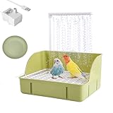Electric Large Bird Bathtub,Parrots Bath Shower with USB Pump, Birdbath Bowl Waterfall Bird Bath for Garden,Birdcage,Indoor,Outside -Perfect for Parakeet/Cockatoo/Cockatiel/ Lovebird/Budgie (Green)