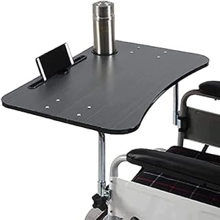 BUYAEAR Wheelchair Tray Table, Wooden Dining Table Board, Detachable Wooden Wheelchair Tray Dining Table, Wheelchair Accessories With Mobile Phone Holder, Portable Universal Tray Table,#2