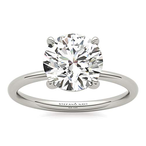 Stefano Navi 1 Carat Round Solitaire 14K White Gold IGI Certified Lab Grown Diamond Engagement Ring for Women (H-I Color VS2-SI1 Clarity, 1/2-2.00 cttw, 4 Prong) (6.0, 1.00)