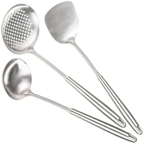Berglander Wok Spatel 3 Set, 17'/43,5 cm Zu den hitzebeständigen Wok Werkzeugen gehören ein Spatel aus Edelstahl, eine Küchenkelle, ein...
