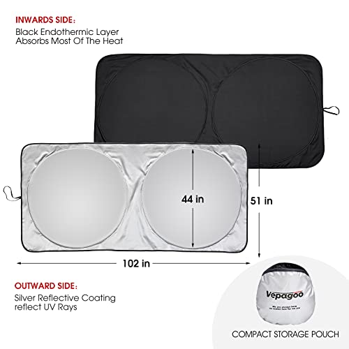 Vepagoo Rv Bus Windshield Sun Shade For Front Window, Sun Shade Protector Curtain For Rv Motorhome, Rv Windshield Cover Block Uv Rays, Best For Rvs, Trucks, Motorhomes, Large Bus Windshield #TOP1