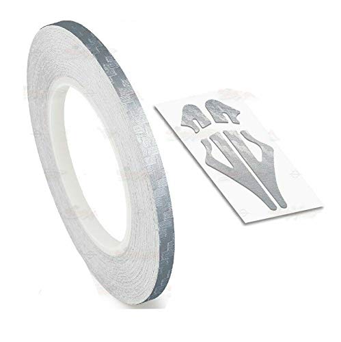 Decal Tape Vinyl Sticker for Vehicle Bodies & Parts Carbon Fiber Silver 1/8" PIN Stripe 32 ft Length for Cars Bumpers Models Helmets Motorcycles Dashboards Bodyworks