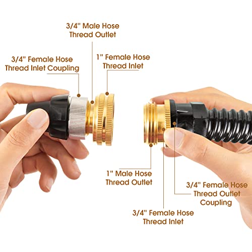 Solid Brass Garden Hose Adapter, 3/4'' Ght Garden Hose Male X 1'' Npt Female Connector, 1 Inch Male Garden Hose Thread To 1.3 Inch Pipe Fittings Thread, With Rubber Gasket (Round O-Ring,1 Pack) #TOP3