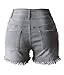 Aodrusa Jean Shorts Womens High Waisted Stretchy Mom Two Buttons Frayed Raw Hem Ripped Denim Shorts Distressed Grey US 10