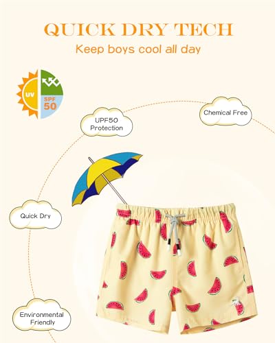 SURF CUZ Surfcuz Little Boys Swim Trunks UPF 50+ Toddler Beach Shorts Swimsuit Kids Quick Dry Swimwear4