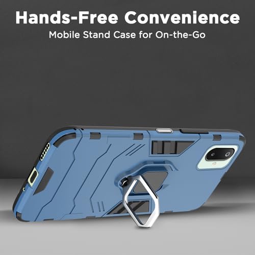 Image of Pikkme Back Cover for Samsung Galaxy F06 5G / M06 5G | D5 Tough Armor | 360 Protection Case | Ring Holder Stand Bumper Case (Blue)