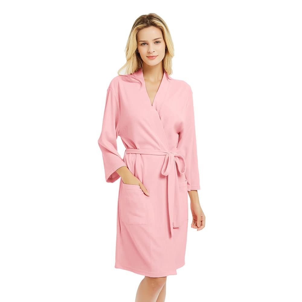 U2SKIIN Morgenmantel Damen 100% Baumwolle, leichter Bademantel Kimono Saunamantel Loungewear Hausmantel kurz