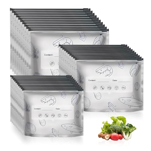 HMCEY 30 Piezas Bolsas Congelacion Zip,Bolsas Herméticas para Congelar Alimentos,Bolsa Congelados Pequeña,Bolsa Bocadillo Aluminio,Bolse de Congelador Reutilizables,Reusable Freezer Bags para Frutas