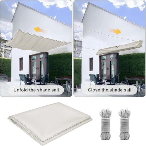Voile ombrage rétractable vague rectangulaire protection UV solaire toile rechange pergola