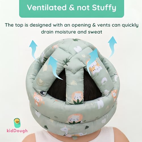 Image of Kiddough Head Protector for Baby Safety | 6 Months-3 Years | Proper Air Ventilation for Kids and Toddlers | Secure, Fit & Comfort Lightweighted Helmet (Animal Print)