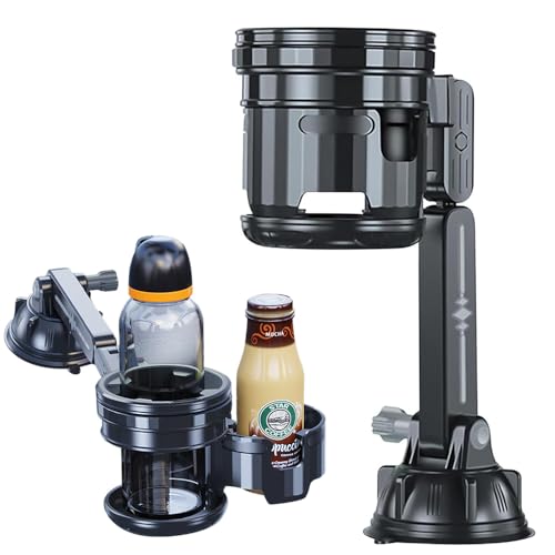 BIZOI 2 in 1 Car Cup Holder Expander, Suction Car Cup Holder, Vehicle Drink Cup Stand, Window Mount Cup Holder, Adjustable Angle Car Drink Bottle Holder for Cars Trucks Boats