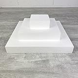 Lealoo Pièce montée Carrée en polystyrène, Haut. 12 cm, Base Coté 30 cm à 10 cm, 3 socles Haut. 4 cm
