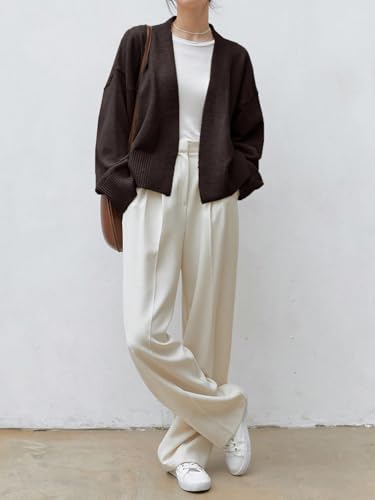 Image of WDIRARA Women's Wrap Long Sleeve Tie Front Cardigan | V Neck, Belted Sweater, Casual, Long Sleeve, Tie Waist, Knit Top