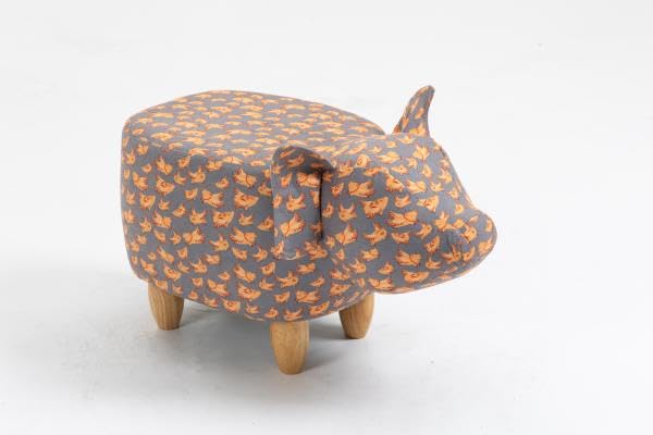 Original Organics Fur & Leatherette Footstools Lion, Cows, Hippo & Elephant made with synthetic leather and fur (Pigasus the Pig)