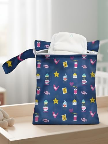 Image of POLKA TOTS Reusable Swim Diaper Combo with Waterproof Wet Dry Diaper Bag for Boys & Girls - Leak-Proof Baby Swim Diaper + Zipper Wet Bag for Pool, Beach & Travel (Diaper Age: 2-12 Months)