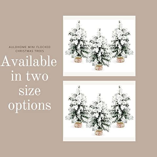Auldhome Mini Christmas Trees (3-Pack, 8-Inch, Flocked); Canadian Pine Greenery Tabletop Holiday Decor #TOP7