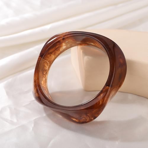 Image of JWICOS Resin Bangle Bracelet for Women Acrylic Cute Chunky Bracelet for Women Exaggerated Irregular Acrylic Resin Wristband Bracelet Bangle