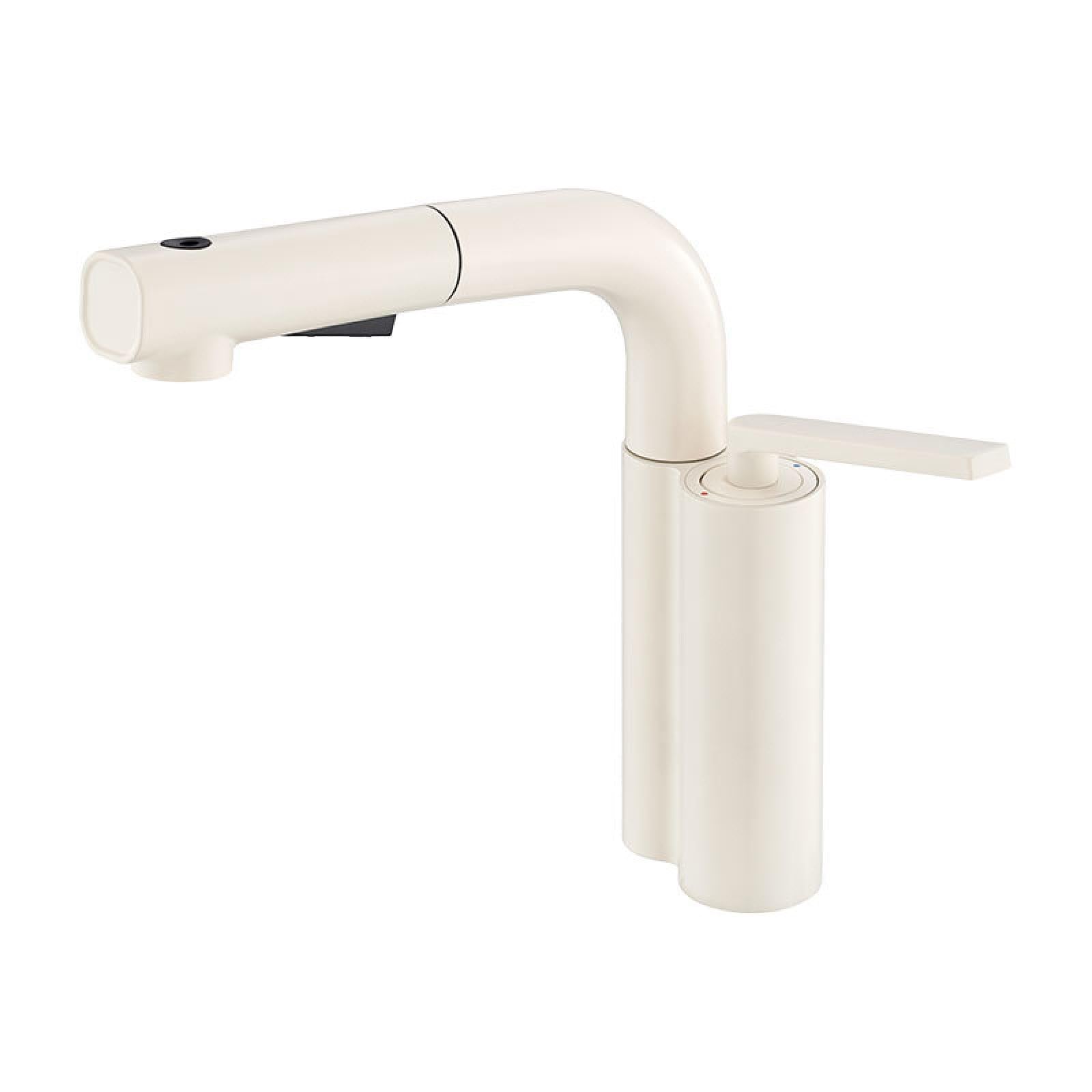 Fanjubei Milky White Copper Hot And Cold Lift-Adjustable Pull-Out Bathroom Faucet,