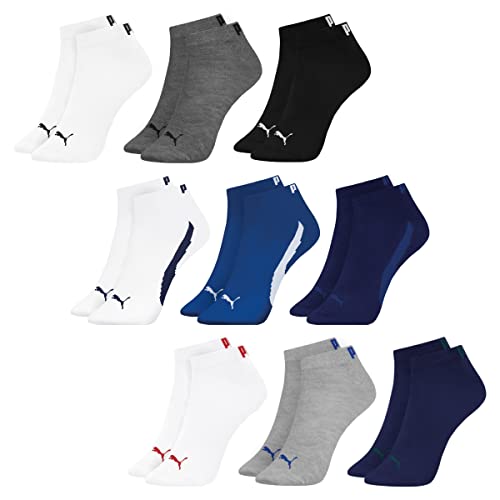 Kit 09 Pares de Meias Puma Sapatilha Esportiva | 1 Marinho - 3 Branco - 1 Cinza - 1 Royal Escuro - 1