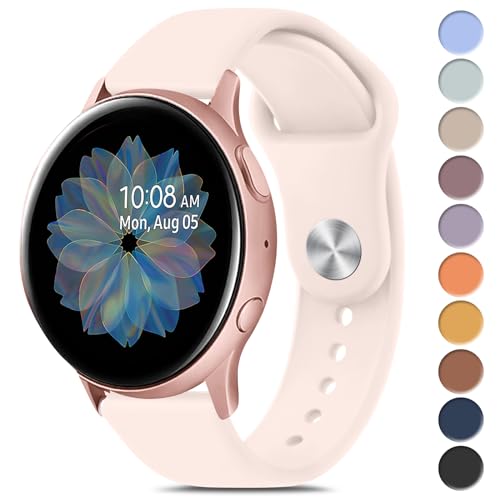 Meliya Bands Compatible with Samsung Galaxy Watch Active 2, 20mm Soft Silicone Sport Replacement Strap for Galaxy Watch Active 2 - Women & Men (Pink Sand)