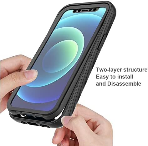 360 case Compatible with iPhone 11 Case, Full Body with Built-in Screen Protector Heavy Duty Protection Shockproof Slim Fit Cover for iPhone 11 (2019) 6.1 Inch - Black/Clear