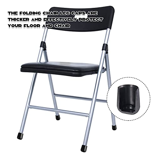 Image of Jetec 72 Pcs Black Folding Chair Leg Caps, 7 /8 Inch Round Protectors | Heavy-duty Plastic Glides, Non-marring Floor Protectors for Hardwood Tile Floors, Replacement Feet Tips, Round Tube Fit