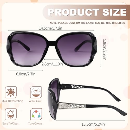 Image of Women Oversized Sunglasses UV400 Protection Lens Sun Glasses | Lightweight Shiny Frame, Classic Trendy Design, Multiple Color Options for Walking, Driving, Shopping, Taking Photos