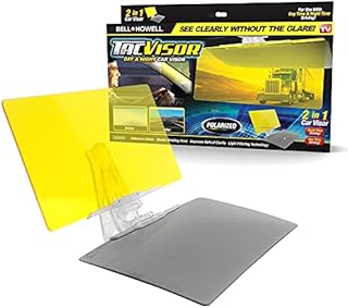 Tacvisor by Bell+Howell for Day and Night, Polarized Sun Visor, Anti-Glare, UV Blocking Sun Protection Vehicle Windshield Sunshade, Car Accessories for Clearer Vision and Safety Driving As Seen On TV