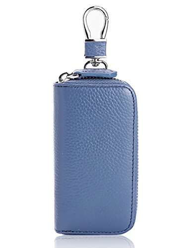 Keypack Llavero de Cuero Llavero Hombres y Mujeres Paquete de Tarjeta Colgante de Cintura Simple de Gran Capacidad Caja de Coche Clave 6 Colores Tamaño Opcional (Color : Azul, Tamaño : Small Size)