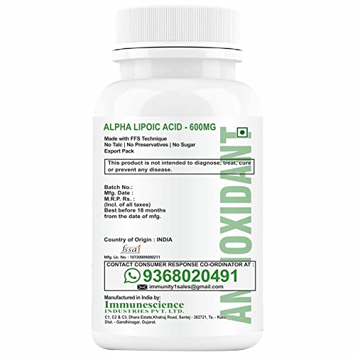 HXN Alpha Lipoic Acid 600mg, ALA Supplement With Vitamin B12, L-Glutathione, Hyaluronic Acid, Vit C, Antioxidant Supplements For Neuropathy, Good Health & Liver Detox-60 Tablet (Sugar-Free Pack1)