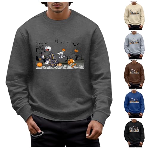 Mens Pullover Long Sleeve Shirts Halloween Men's Fall And Winter Hoodless Sweatshirt Sweater Sweatshirt4