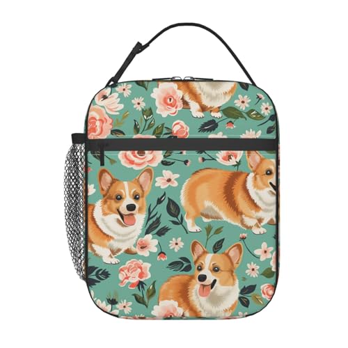 VANZEV Cute Corgi Lunch Box for Adults Women Girls Boys Kids Dog Lunch Box Insulated Cooler Reusable Lunch Bag Container Gifts for Work Office Picnic Travel School