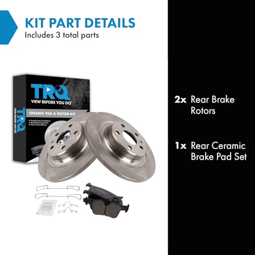 Image of TRQ Rear Brake Pad and Rotor Set Ceramic Compatible with 2018-2020 Volvo XC60 V90 V90 Cross Country 2019-2020 S60 2017-2020 S90 2020 V60 Cross Country 2019-2020 V60