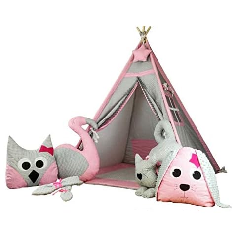 Bambi® Tienda de campaña india Teepee de tela para habitación infantil con alfombra y cojines Cover