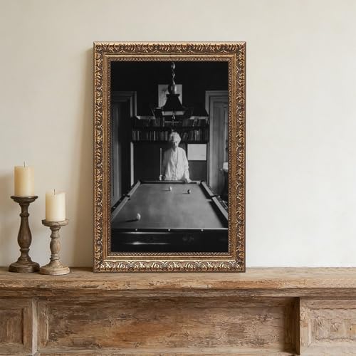 Impression sur toile Mark Twain au billard cadre suspendu 41x61 cm