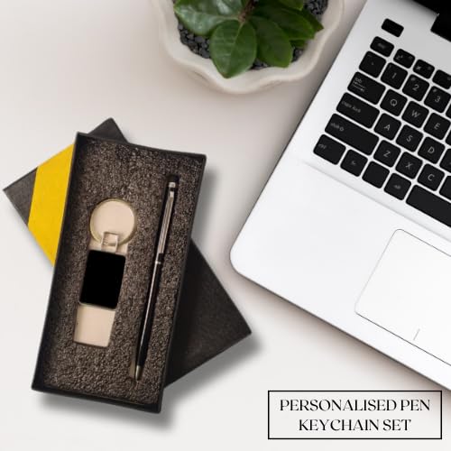 Image of Metal Ball Pen & Keychain Gift Combo 2 in 1 | Ideal Gift For Brother-Sister Special Occasion Corporate Gifting - Black and Golden