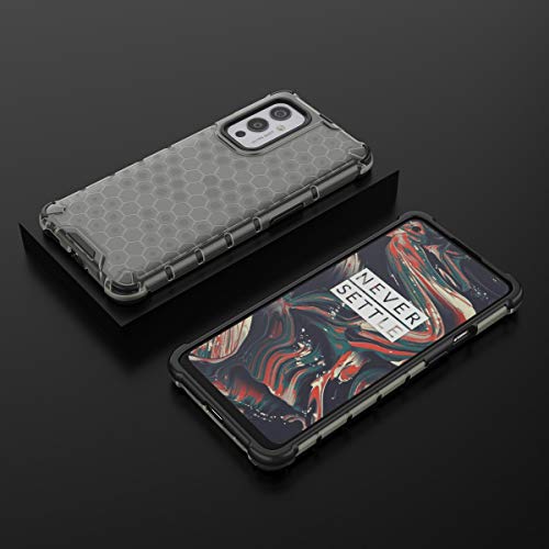 Image of Glasgow | for OnePlus 9 Honeycomb Pattern Back Case Cover for OnePlus 9 - Black