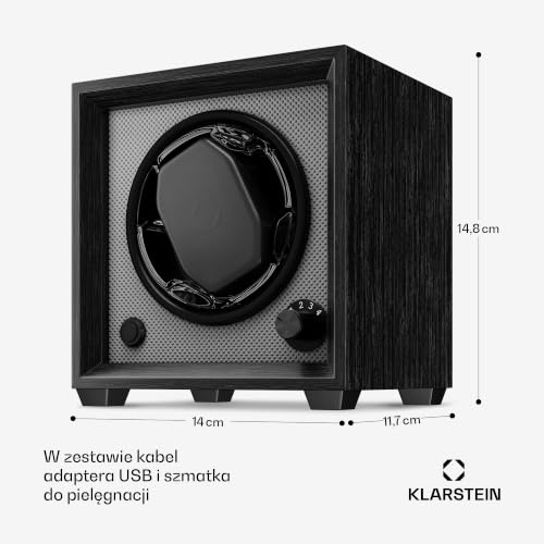 Image of Klarstein Brienz 6 Watch Winders - Quiet Watch Winder for 6 Watches, in Wood Look with 4 Rotation Modes & LED Lighting, Memory Foam Cushion, USB Operated