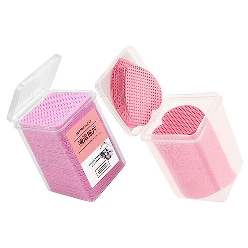 SOLUSTRE 400 Sheets Nail Cotton Pads Square Heart Shaped Nail Polish Remover Pads Eyelash Extension Wipes for Women Girls Pink