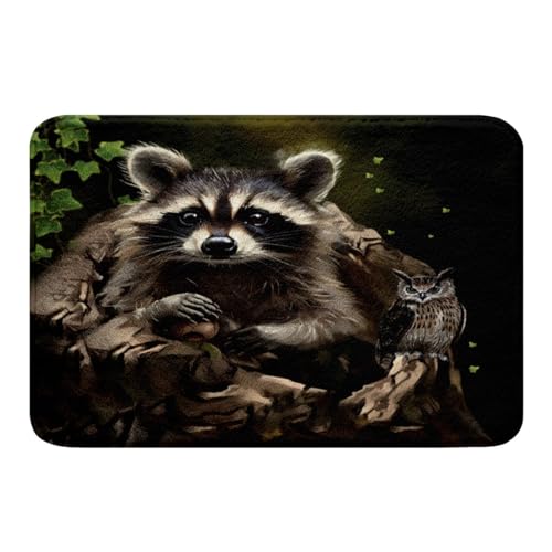 Feelyou Raccoon Bath Rug 16x24 Inch for Bathroom