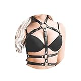 Jerany Punk Black Leather Body Chains Bra Sexy Bikini Body Chain Belts Nightclub Waist Harness Rave Body Harness for Women