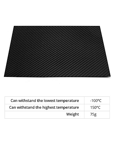 QWORK 3K Kohlefaserplatte, 1 x 200 x 250 mm, Kohlefaser, Schwarz