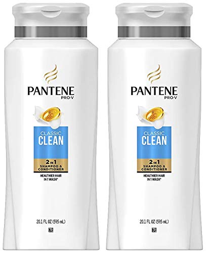 Pantene Pro-V Haircare - Classic Clean - 2 in 1 Shampoo & Conditioner - Net Wt. 20.1 FL OZ (595 mL) Per Bottle - Pack of 2 Bottles