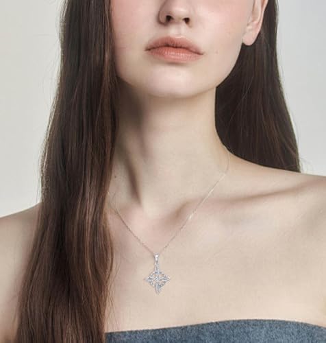 ZBA Natural Diamond Witches Knot Necklace for Women S925 Sterling Sliver Witches Jewelry Gifts (Color F-G/Clarity I1-I2)2