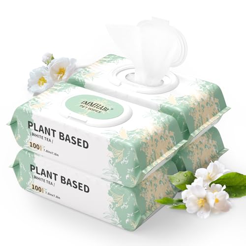 Image of IMMHABI 400 Count Dog Wipes for Paws and Butt,Plant-Based Hypoallergenic Pet Wipes Cleansing & Deodorizing Wipes for Dogs Face and Body Wipes Cleaning Fur (White Tea)
