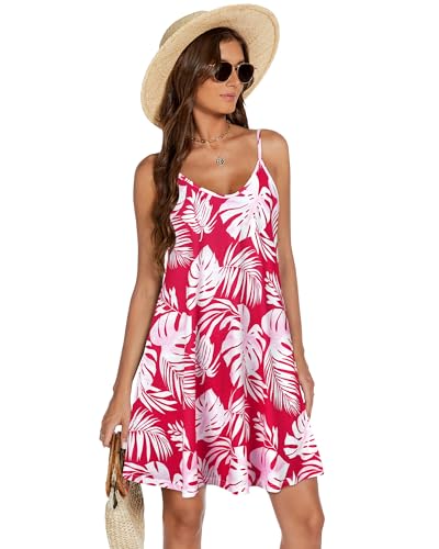 Image of elescat Womens Summer Dresses Spaghetti Strap V Neck Casual Sleeveless Sundress Beach Cover Ups with Pockets 2026