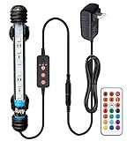 MingDak 24/7 RGB Submersible Aquarium Light for Fish Tank,Auto Turn on/Off Day/Night Cycle,3 Stage Timer for Timing,13 Colors to Custom,Brightness Adjust,6LEDs 7.5 Inch